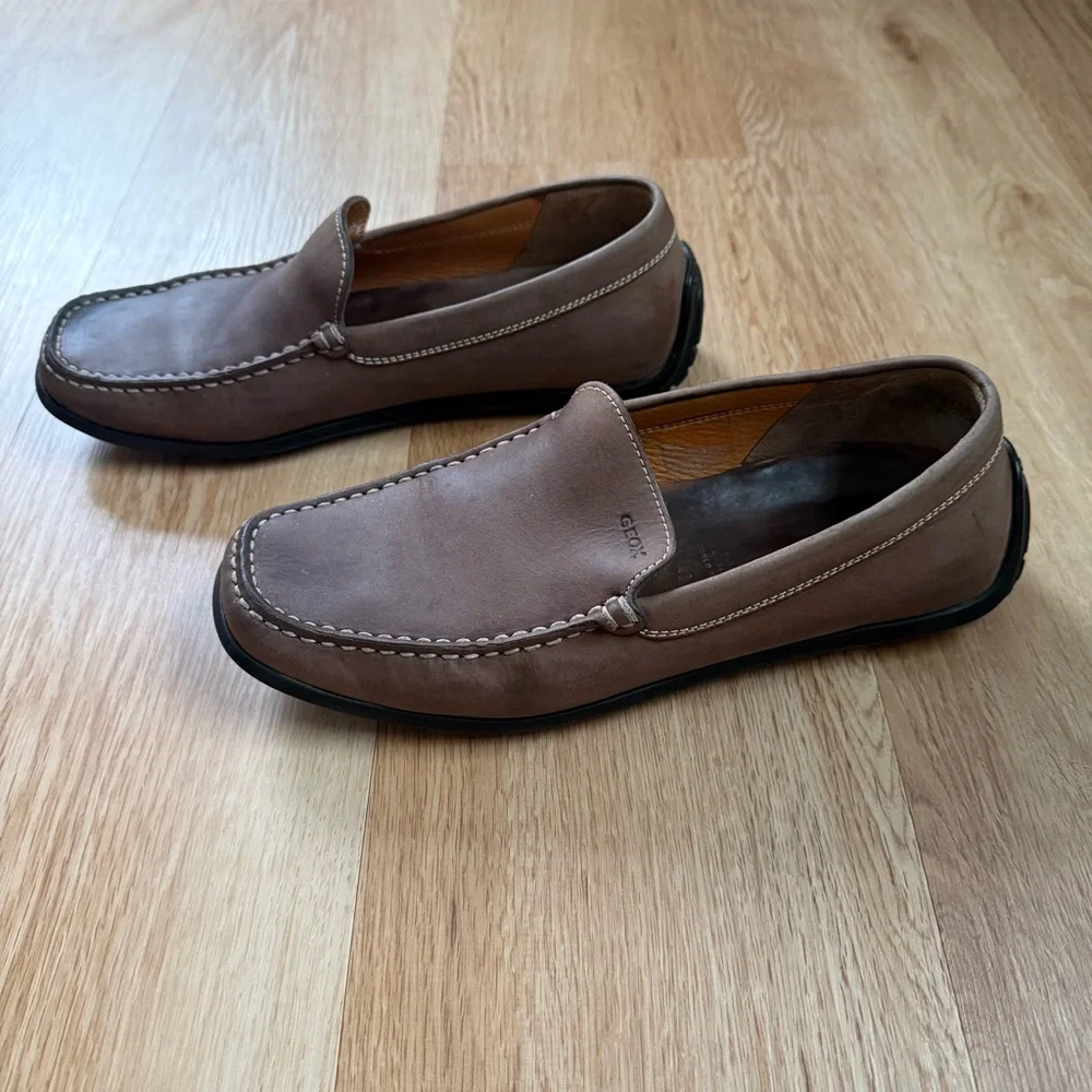 Geox Mens Slip-On Shoes Loafers Close Toe Casual Brown Leather EU 42 US 8.5-9